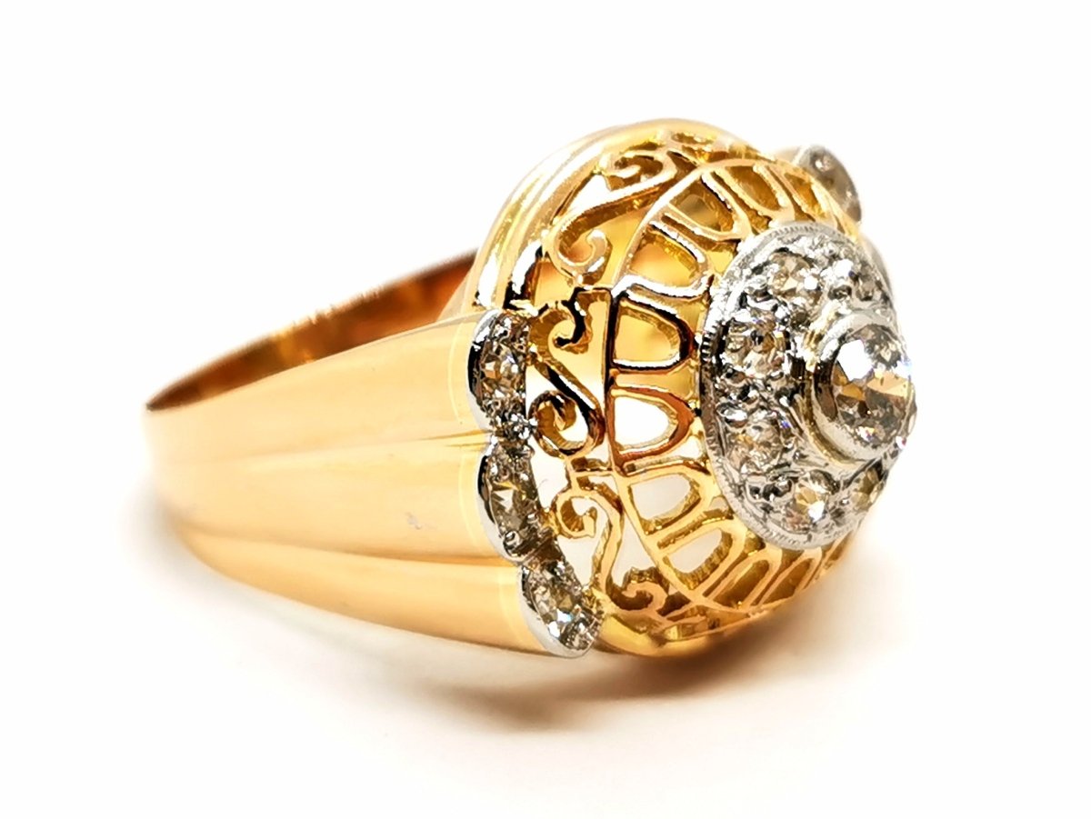 Bague Art déco Or jaune Diamant - Castafiore