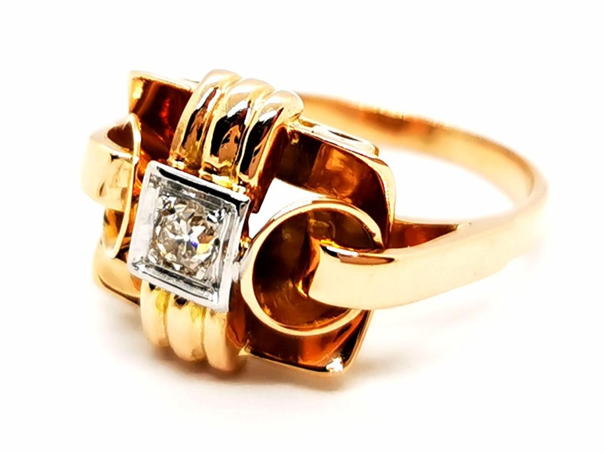 Bague Art déco Or jaune Diamant - Castafiore