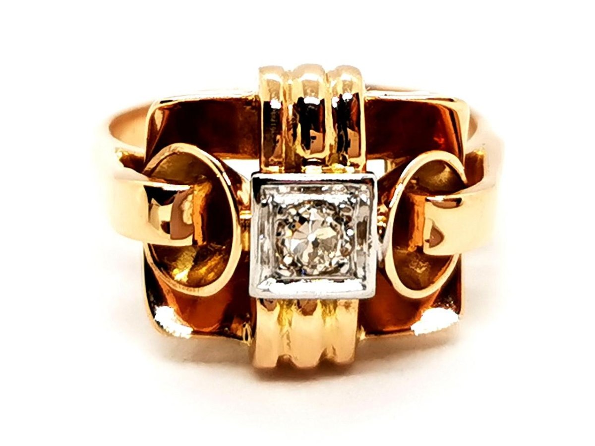 Bague Art déco Or jaune Diamant - Castafiore