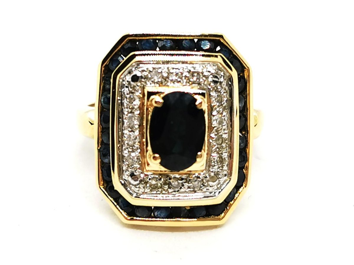 Bague Art déco Or jaune Saphir - Castafiore