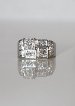 Bague Art Déco Platine Et Diamants - Castafiore