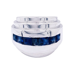 Bague Art déco, platine, saphirs calibrés. - Castafiore