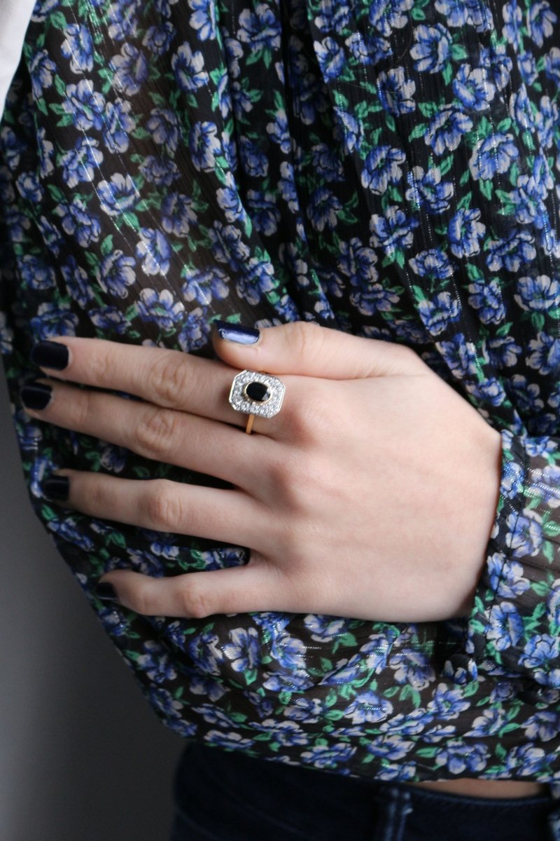 Bague Art Déco Saphir à Pans Coupés - Castafiore
