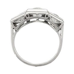 Bague art déco "trilogie" sertie de diamants sur platine - Castafiore