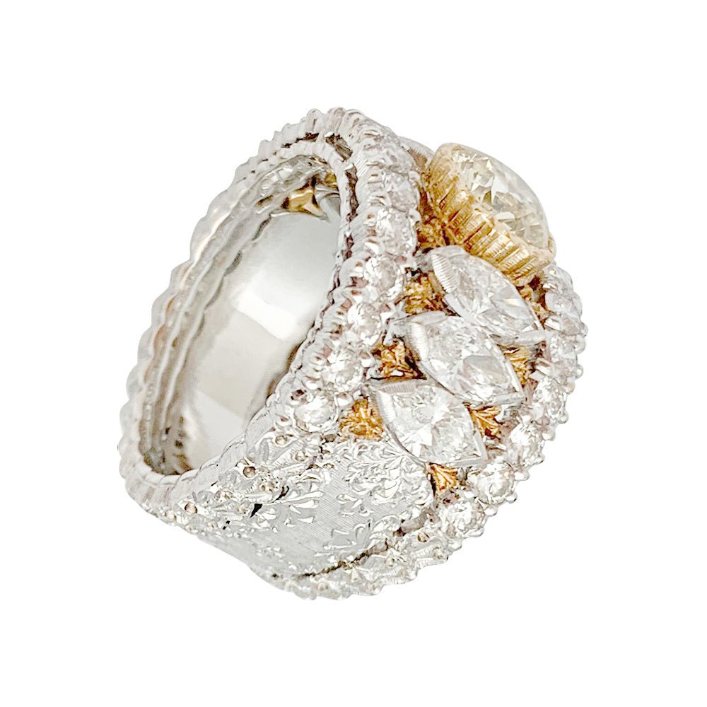 Bague bandeau BUCCELLATI, diamants jaune - Castafiore