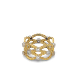 Bague Bandeau BUCCELLATI GianMaria en or jaune, or blanc et diamants - Castafiore