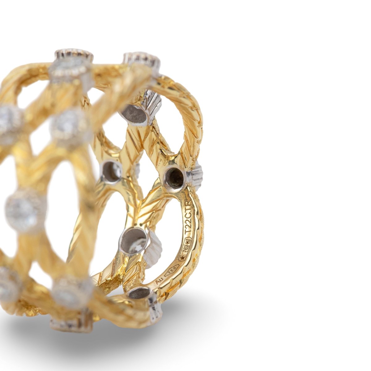 Bague Bandeau BUCCELLATI GianMaria en or jaune, or blanc et diamants - Castafiore