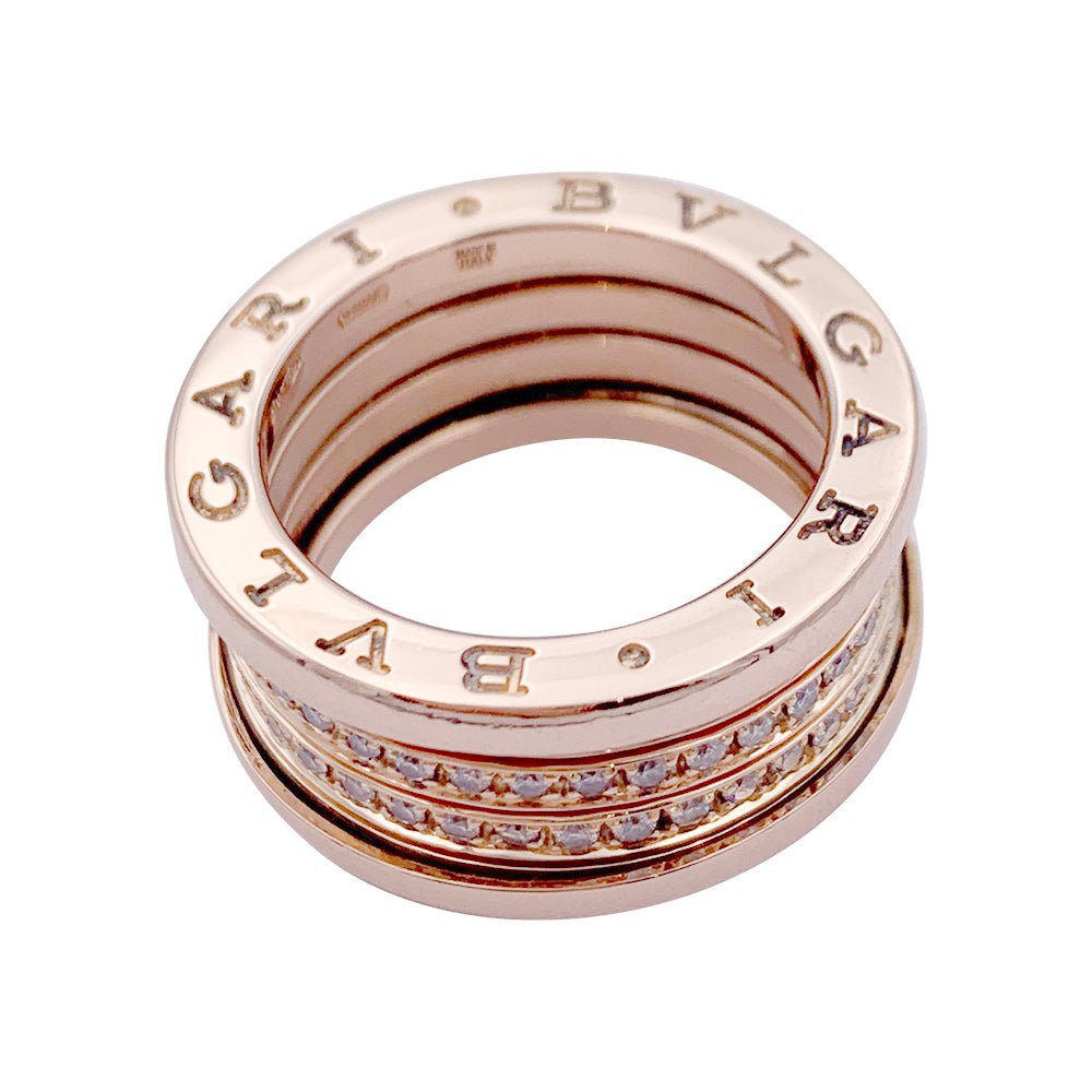 Bague Bandeau BULGARI "B.Zero1" en or rose et diamants - Castafiore