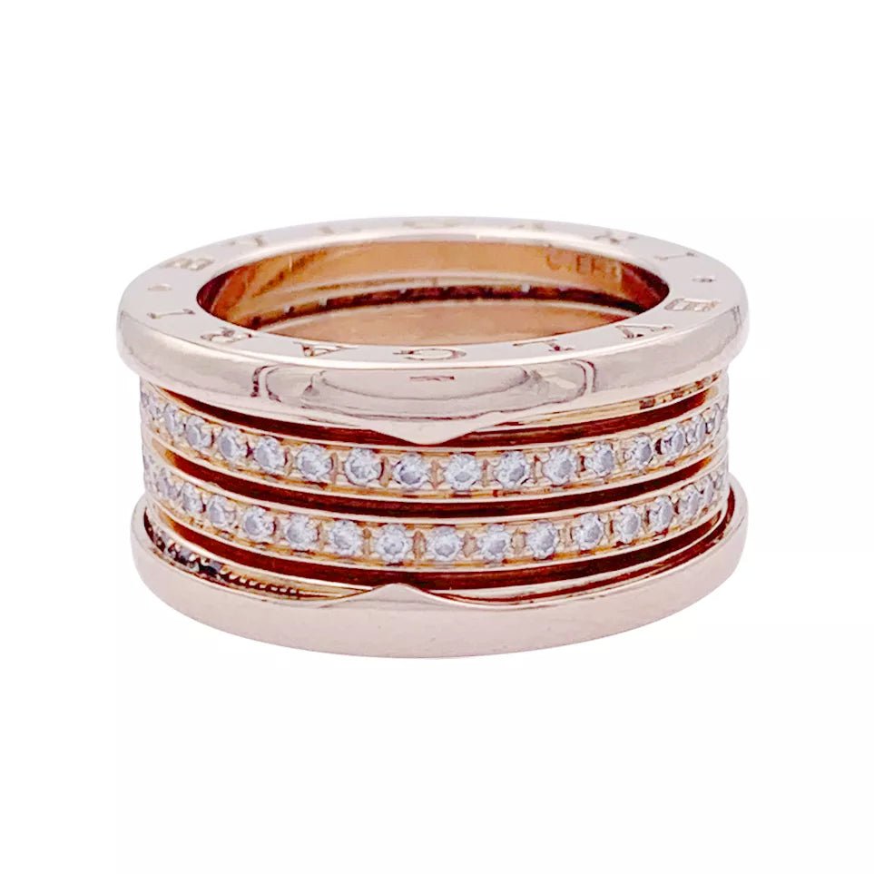 Bague Bandeau BULGARI "B.Zero1" en or rose et diamants - Castafiore