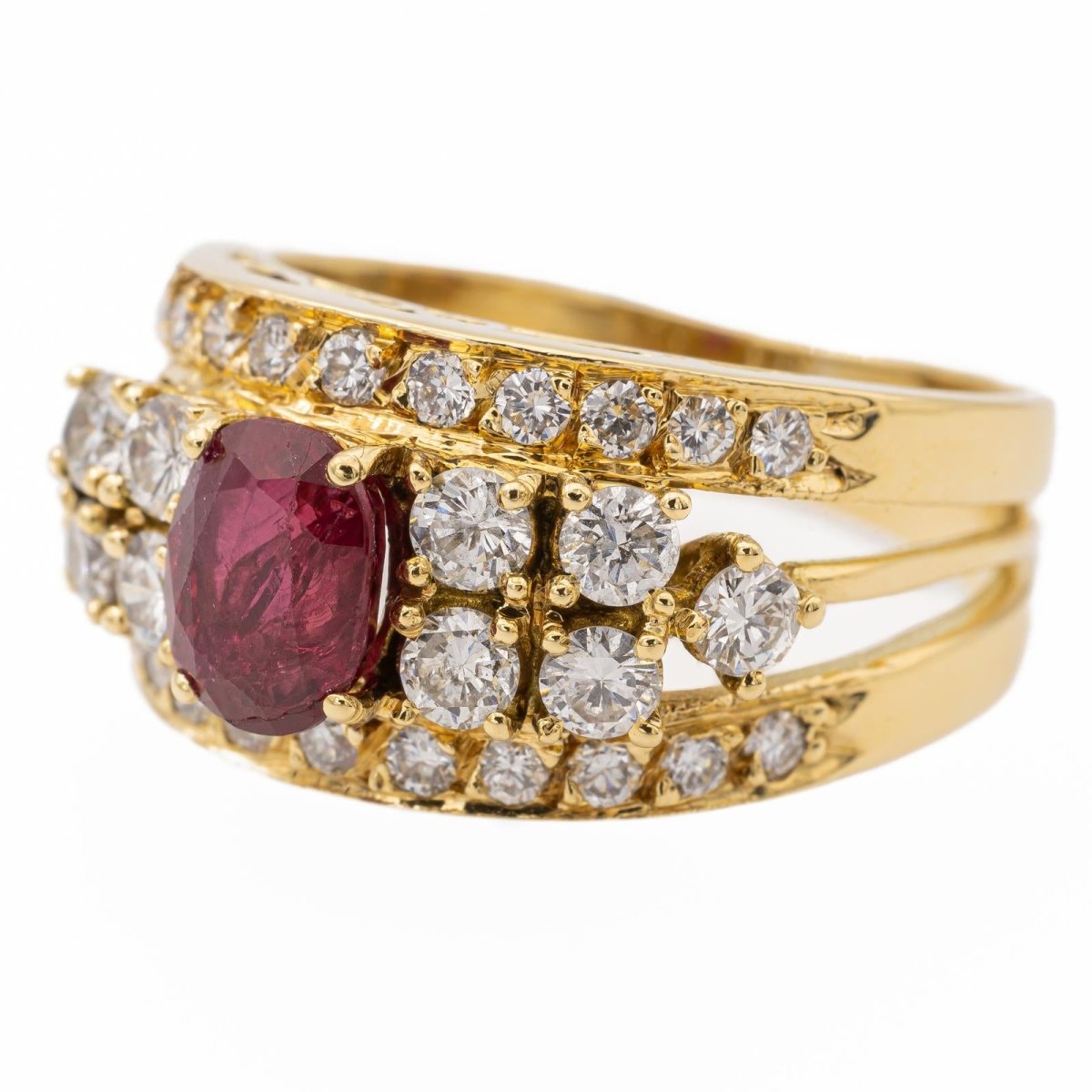 Bague Bandeau en or jaune et rubis - Castafiore
