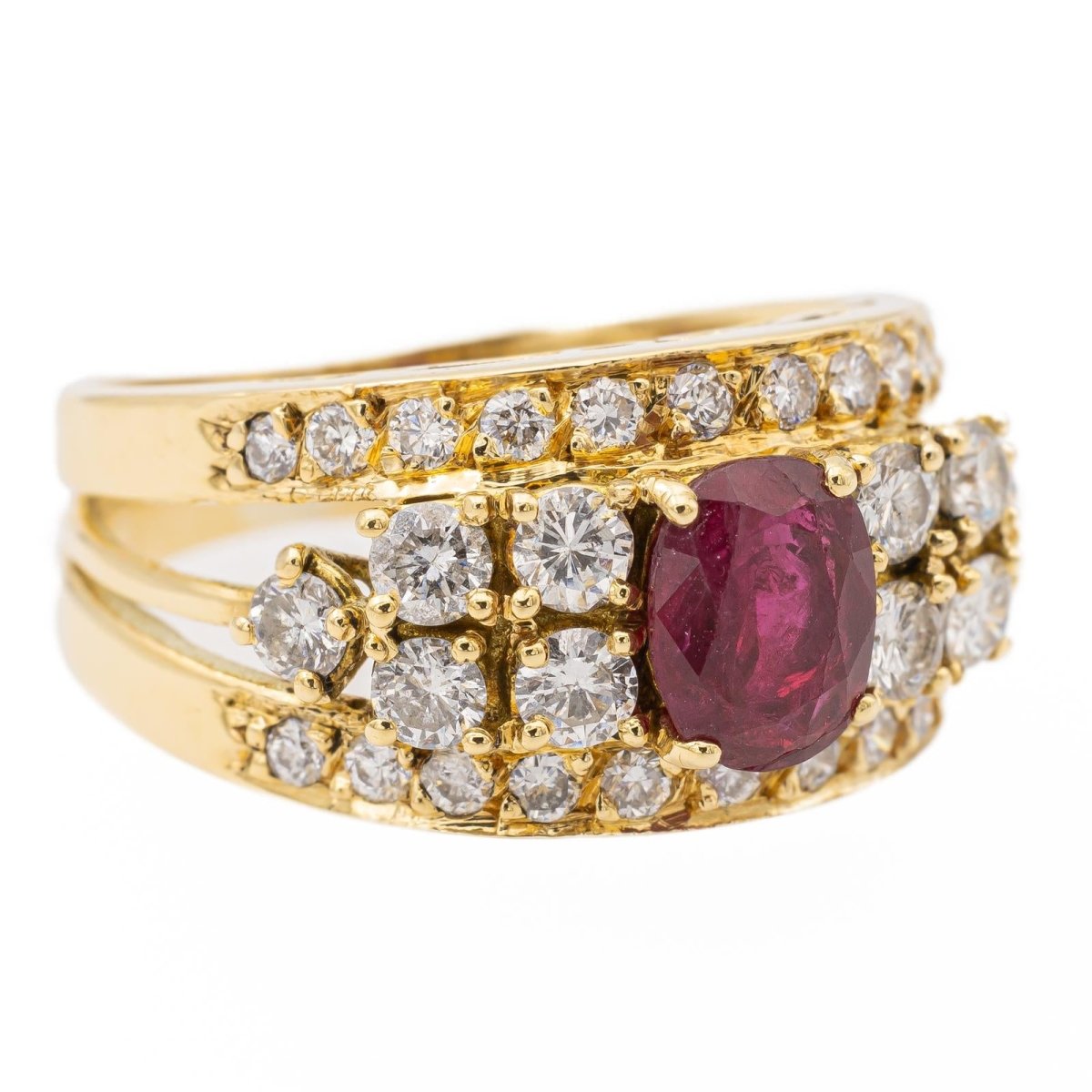 Bague Bandeau en or jaune et rubis - Castafiore