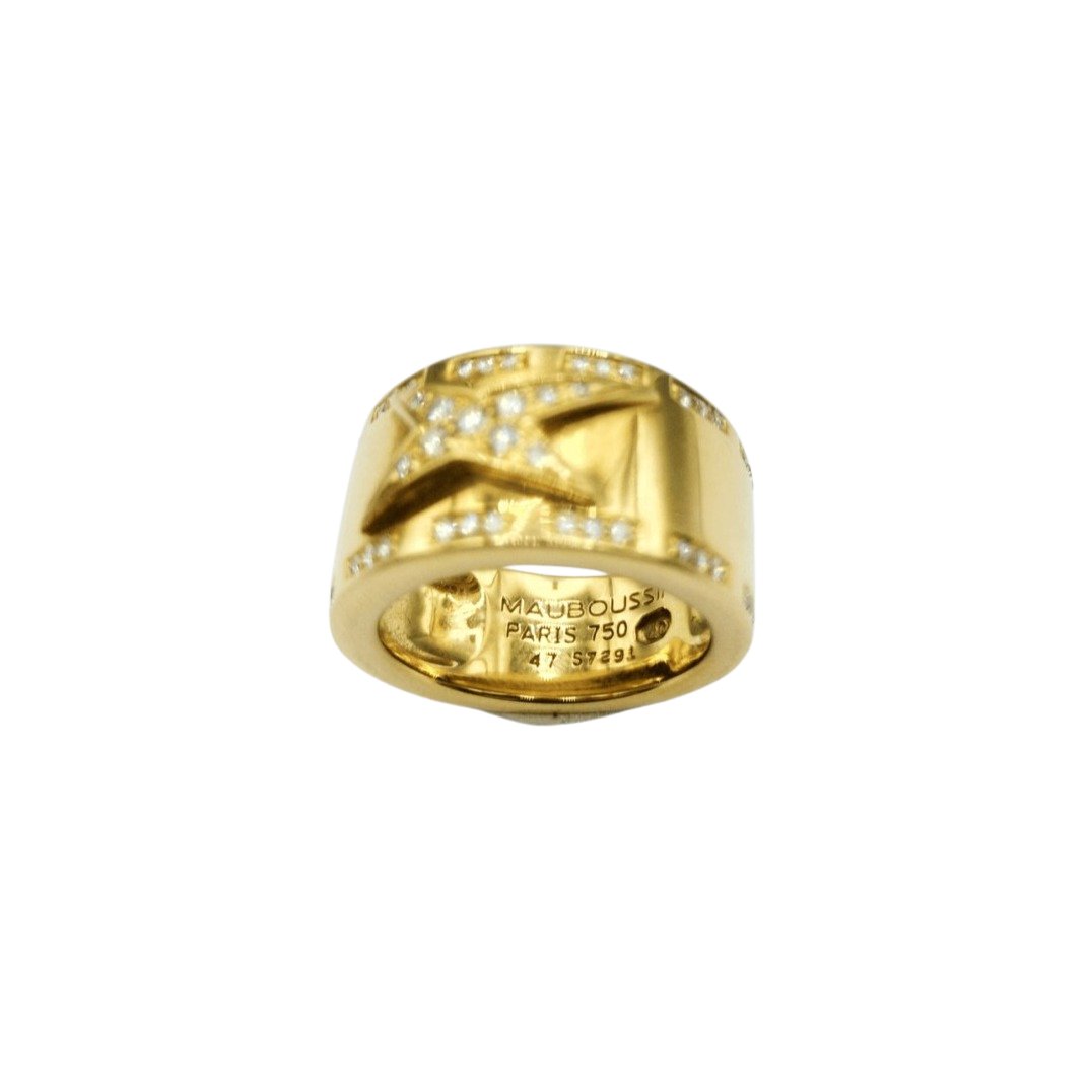Bague Bandeau MAUBOUSSIN "Étoile divine" en or jaune et diamants - Castafiore