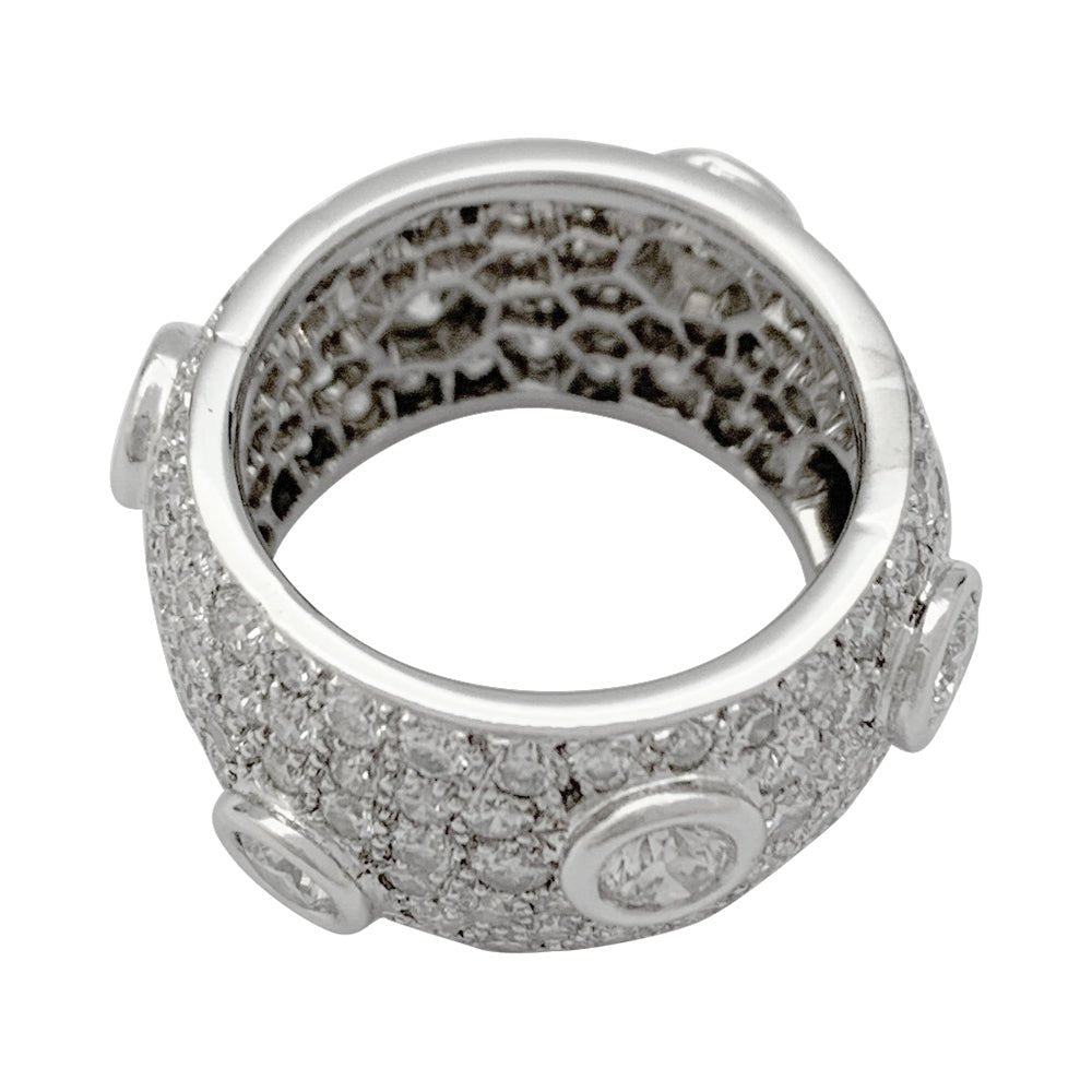 Bague bandeau or blanc, diamants - Castafiore