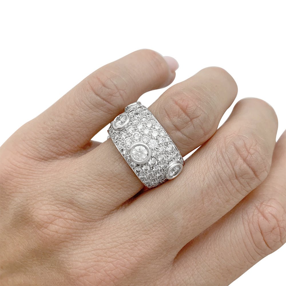 Bague bandeau or blanc, diamants - Castafiore