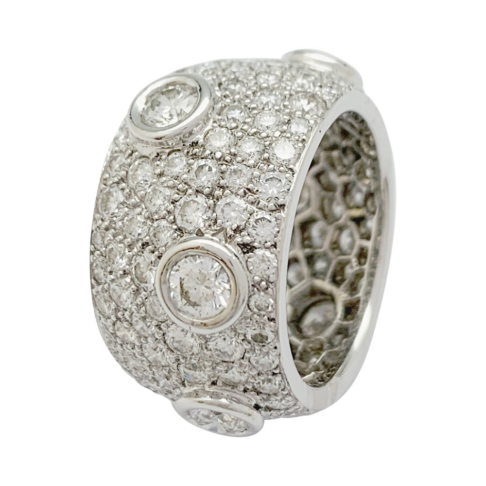 Bague bandeau or blanc, diamants - Castafiore