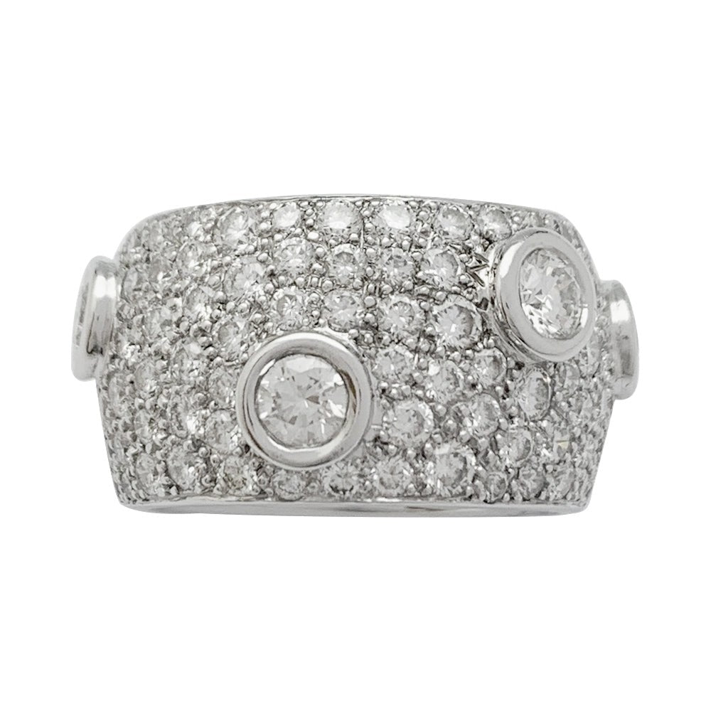 Bague bandeau or blanc, diamants - Castafiore