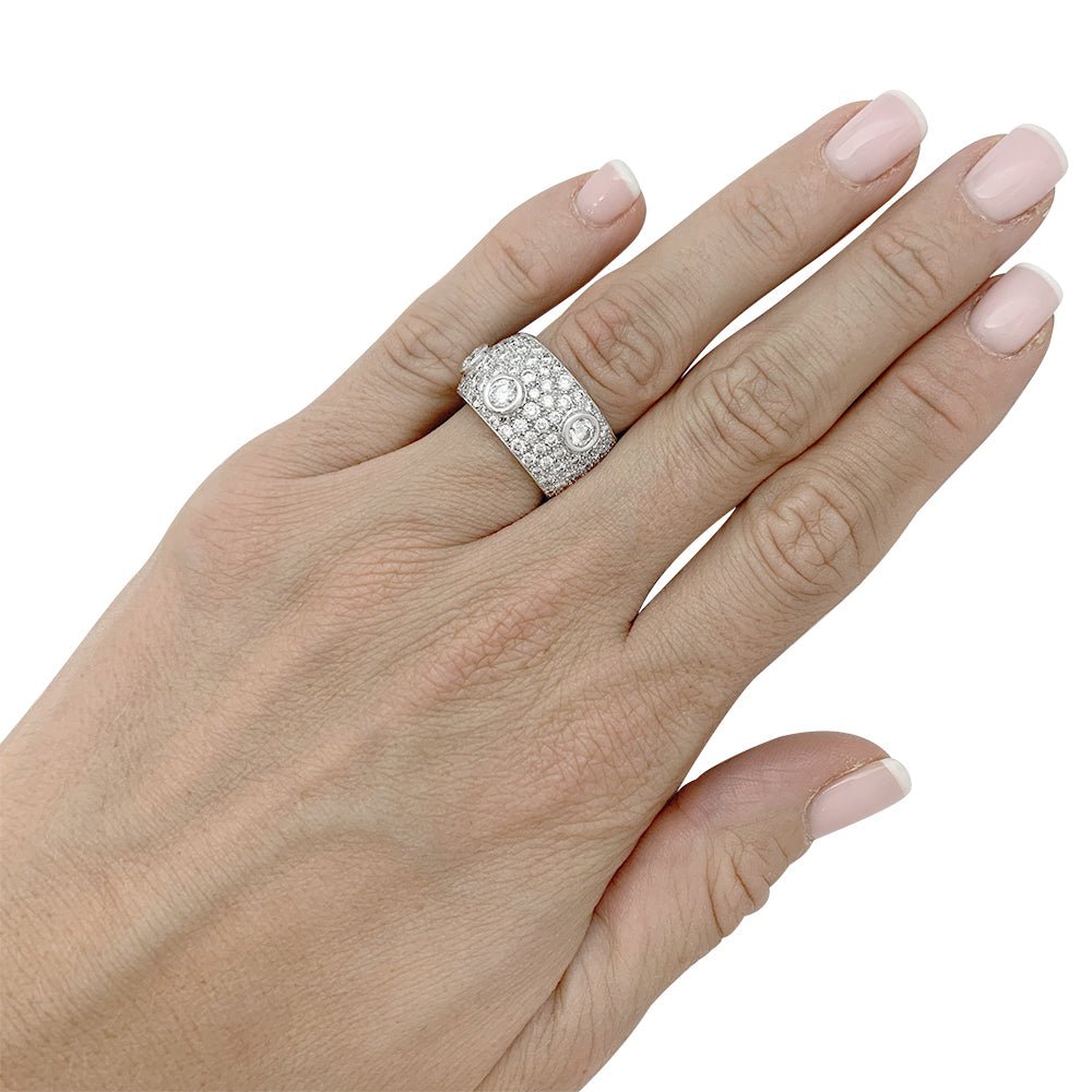 Bague bandeau or blanc, diamants - Castafiore