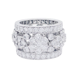 Bague bandeau platine et diamants. - Castafiore