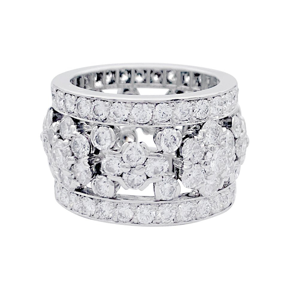 Bague bandeau platine et diamants. - Castafiore