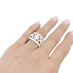 Bague bandeau platine et diamants. - Castafiore