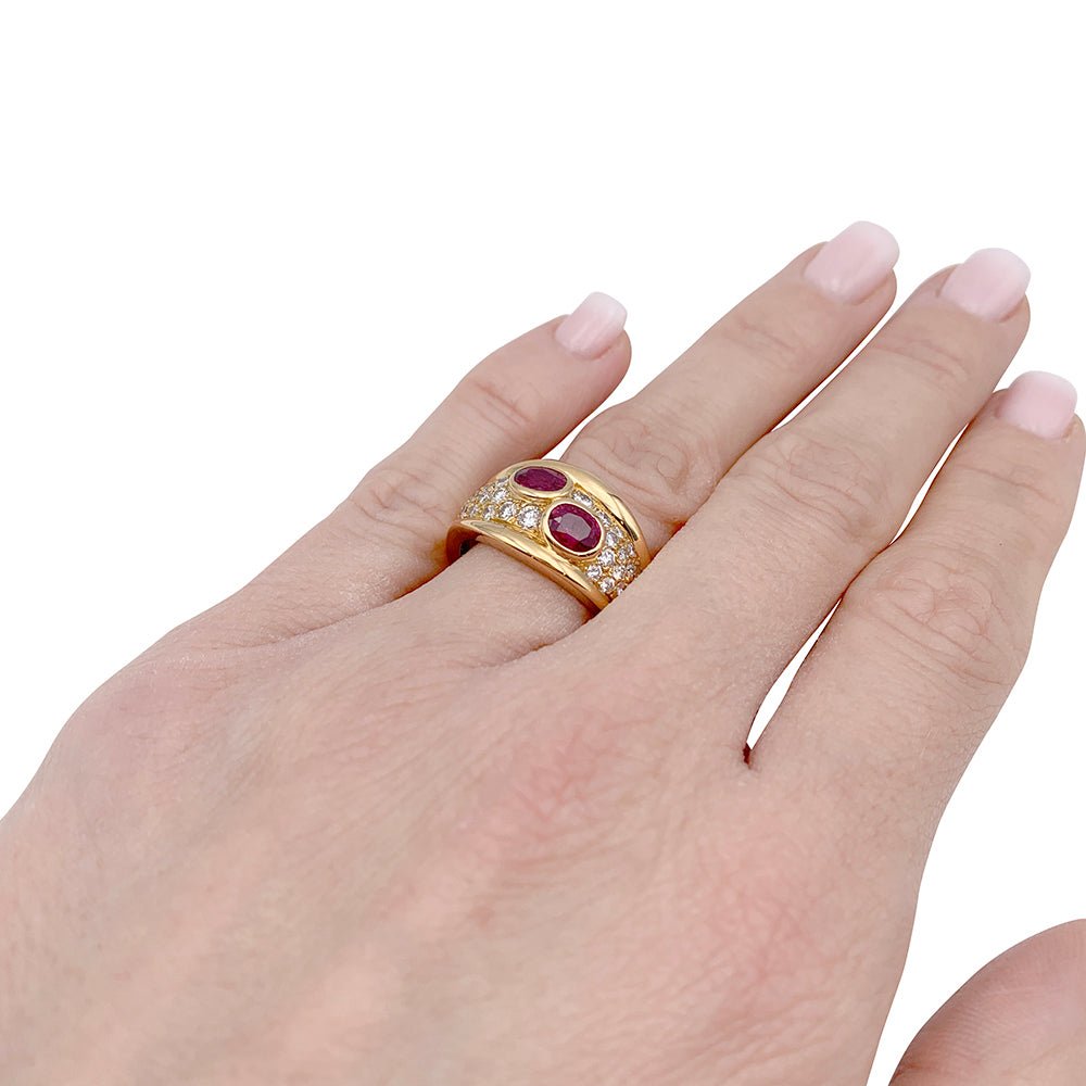 Bague bandeau rubis et diamants - Castafiore