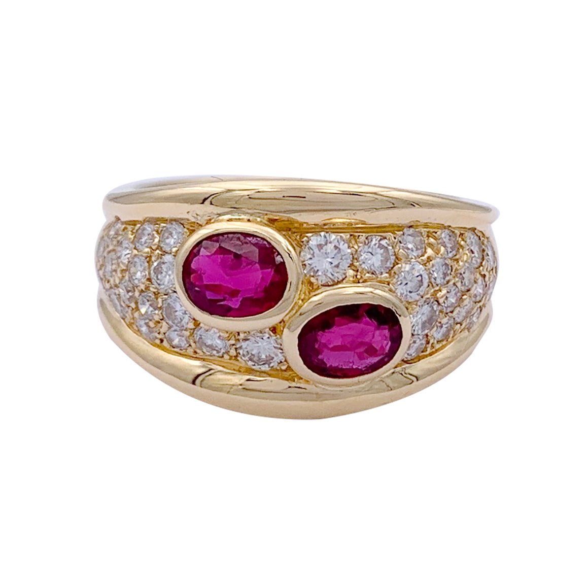 Bague bandeau rubis et diamants - Castafiore