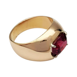 Bague bombée en or rose, rubis ovale pesant 2.53 carats - Castafiore
