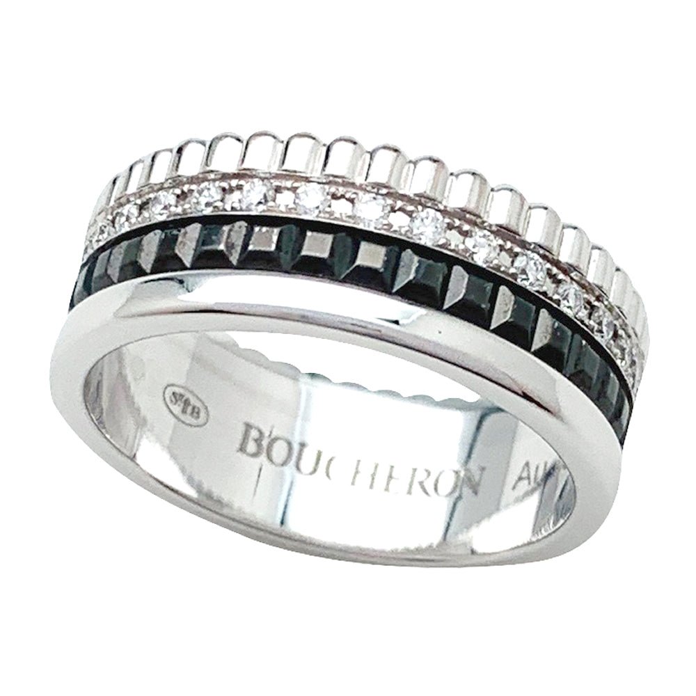 Bague Boucheron, "Quatre Black Edition", en or blanc, diamants - Castafiore
