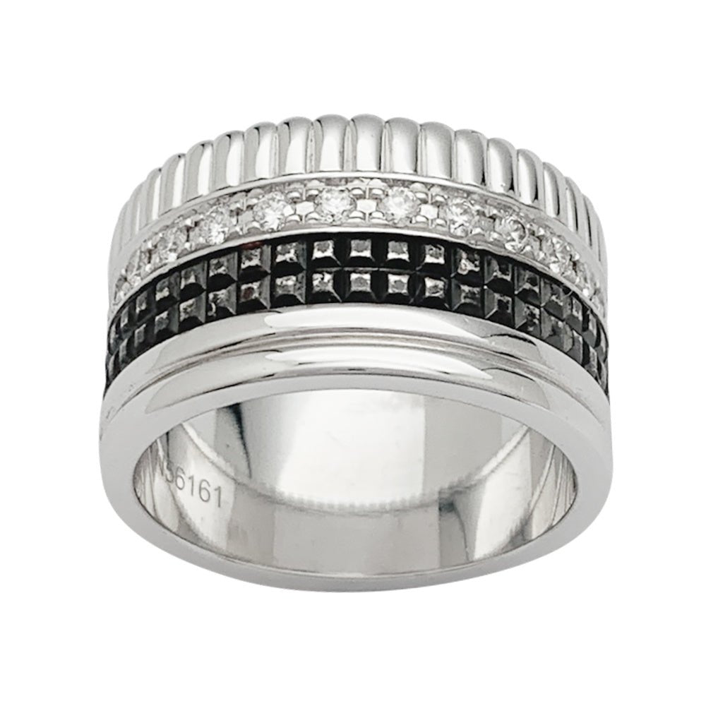 Bague Boucheron, "Quatre Black Edition Large", en or blanc, diamants - Castafiore