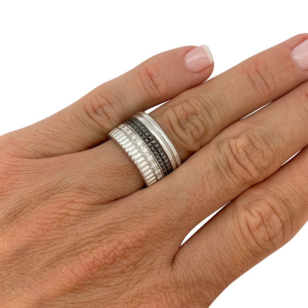 Bague Boucheron, "Quatre Black Edition Large", en or blanc, diamants - Castafiore