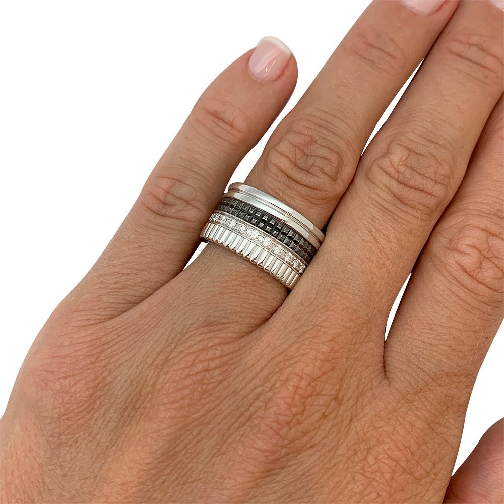 Bague Boucheron, "Quatre Black Edition Large", en or blanc, diamants - Castafiore