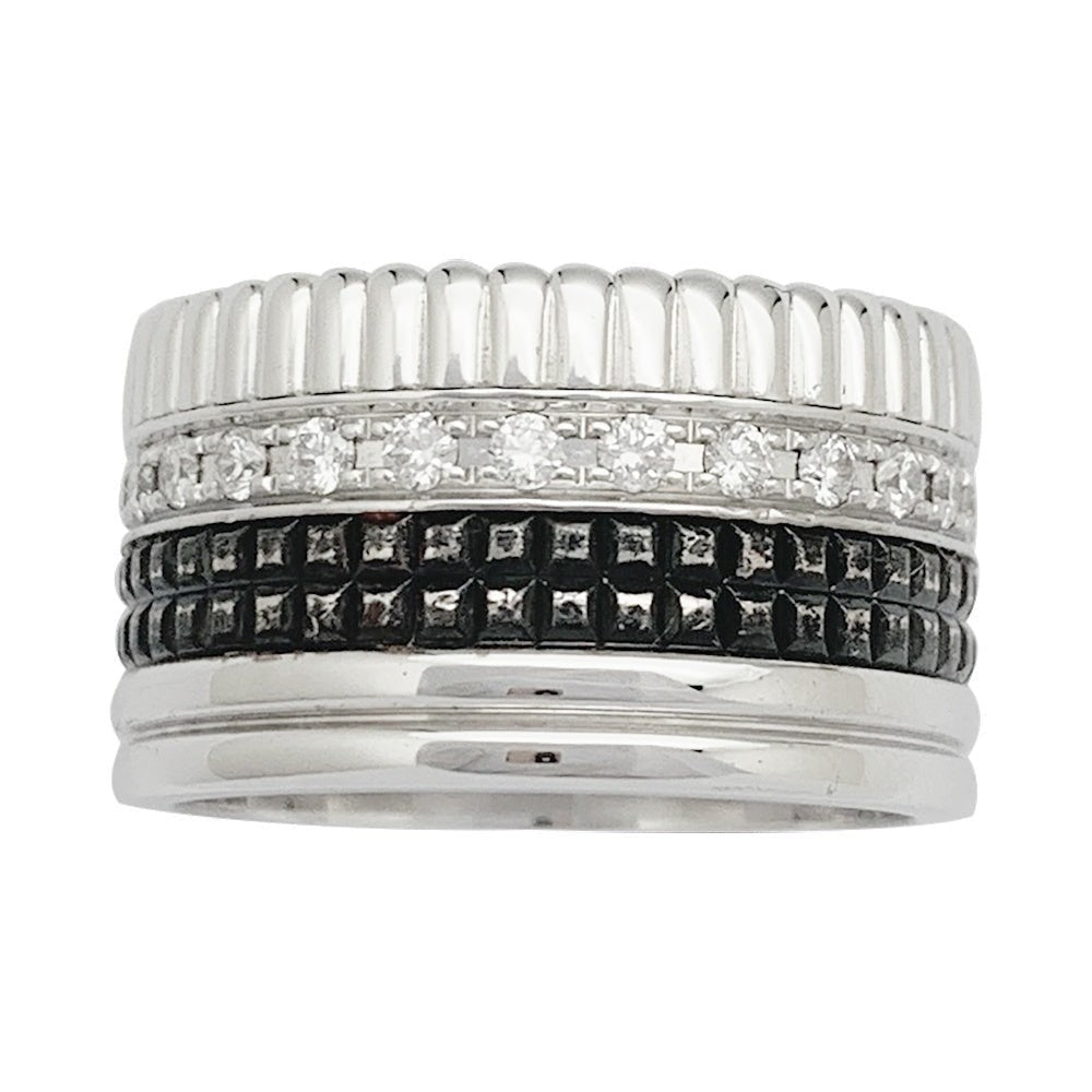 Bague Boucheron, "Quatre Black Edition Large", en or blanc, diamants - Castafiore