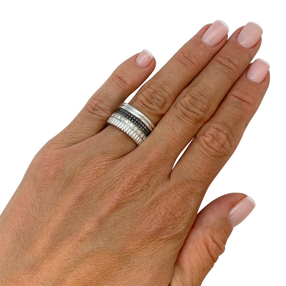 Bague Boucheron, "Quatre Black Edition Large", en or blanc, diamants - Castafiore
