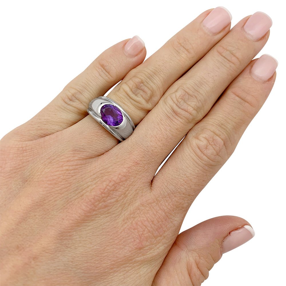 Bague BOUCHERON "Roxane", or blanc améthyste - Castafiore