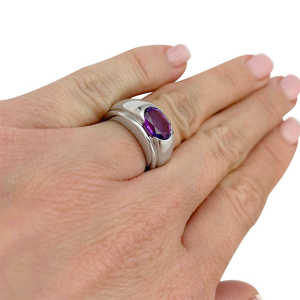 Bague BOUCHERON "Roxane", or blanc améthyste - Castafiore