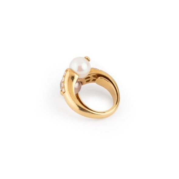 Bague BOUCHERON Toi et Moi en or jaune, perles et diamants - Castafiore