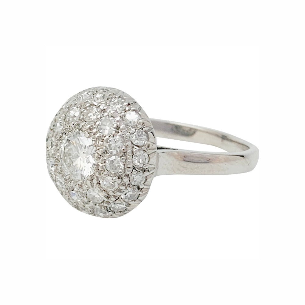 Bague boule en platine, or blanc et diamants - Castafiore