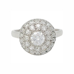 Bague boule en platine, or blanc et diamants - Castafiore