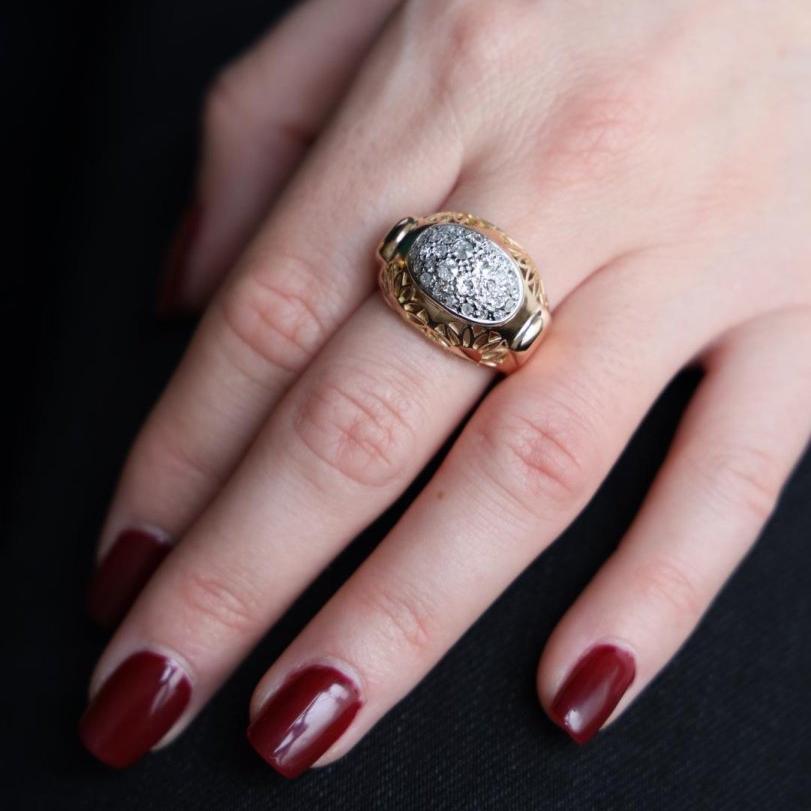 Bague Boule Or rose Diamant - Castafiore