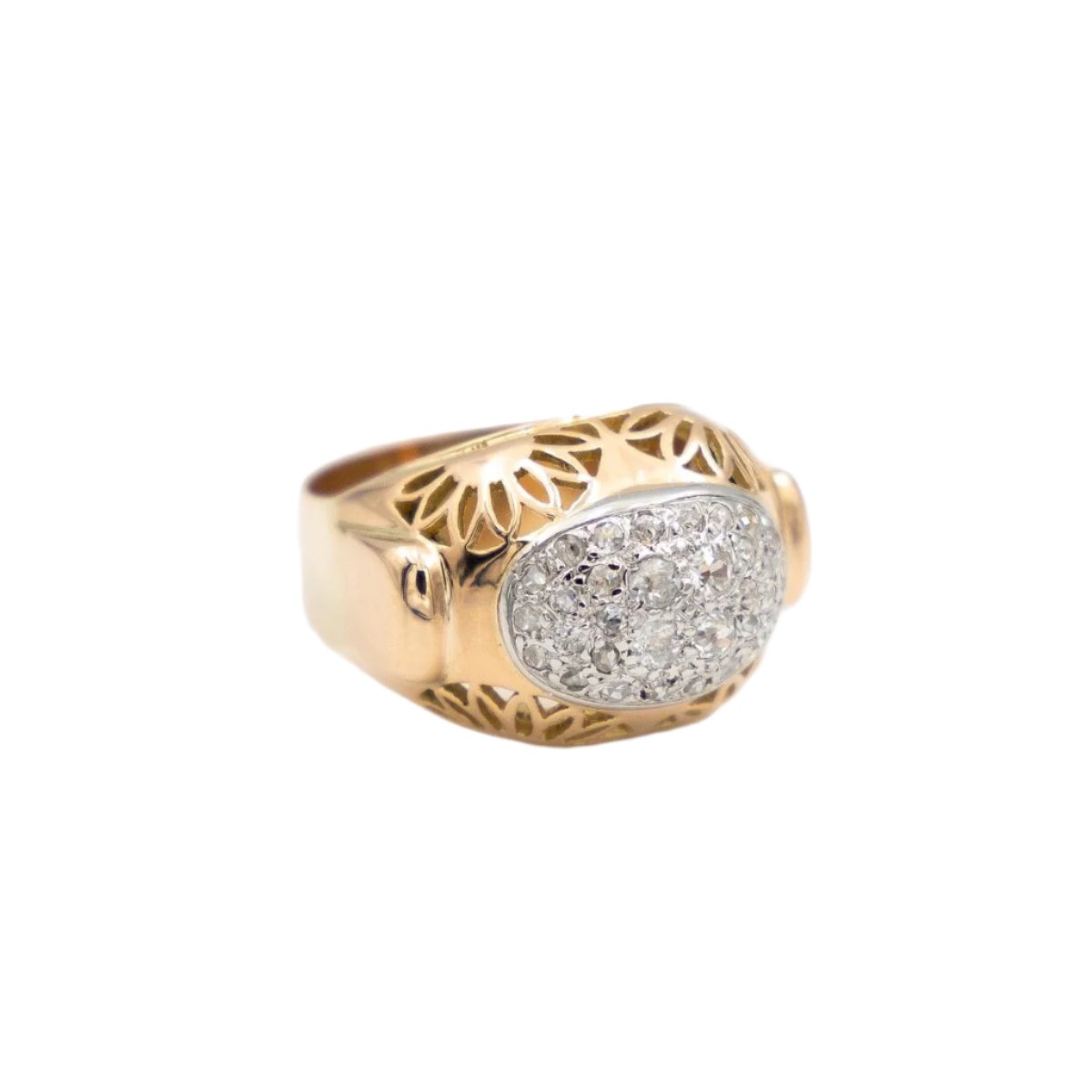 Bague Boule Or rose Diamant - Castafiore