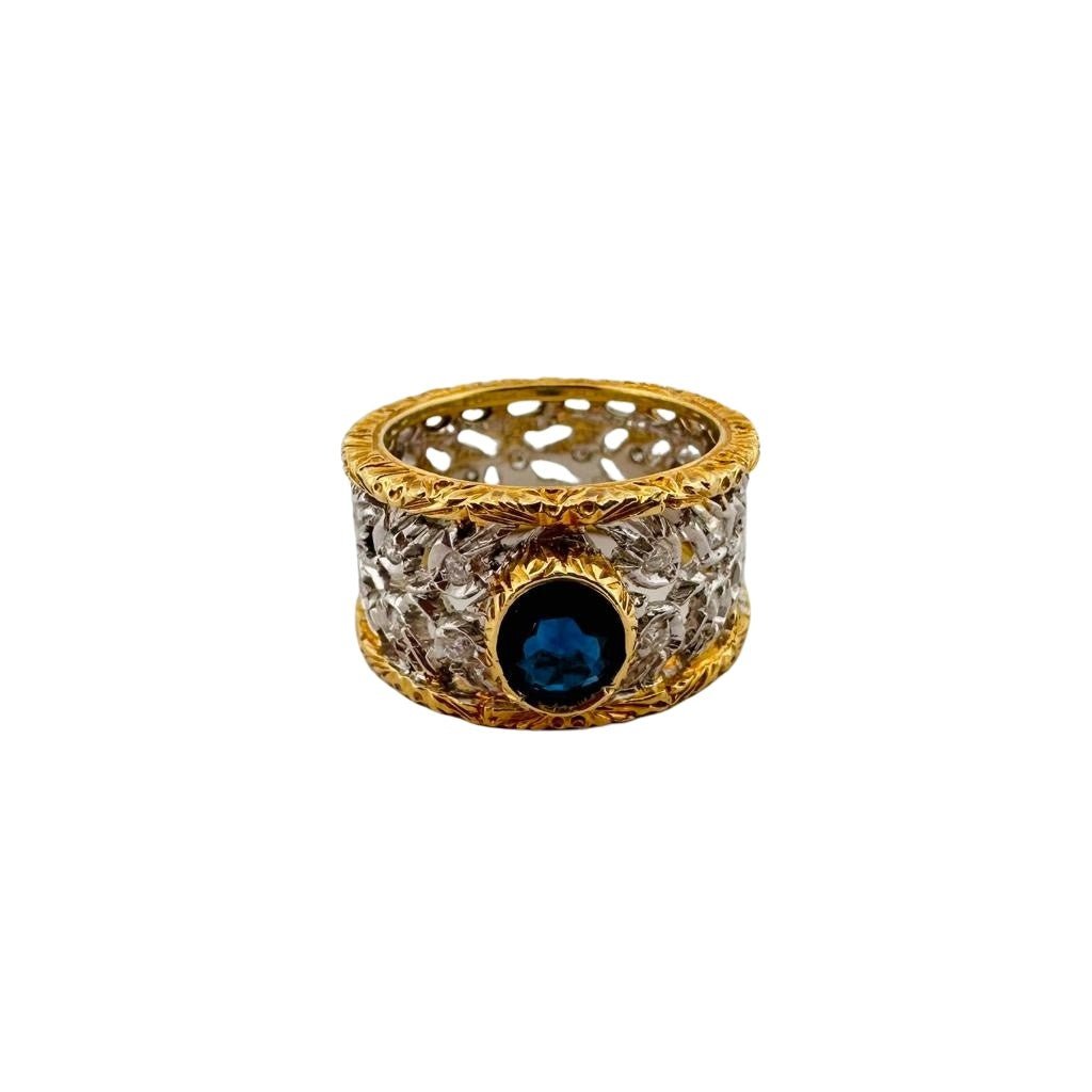 Bague BUCCELATI en or jaune, or blanc et saphir - Castafiore