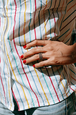 Bague BUCCELLATI en or gris et diamants taille rose - Castafiore
