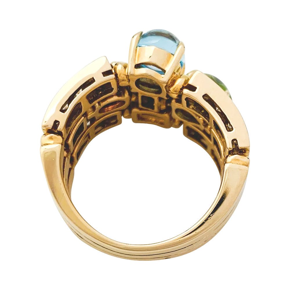 Bague BULGARI, "Allegra", or jaune, diamants, pierres de couleurs - Castafiore