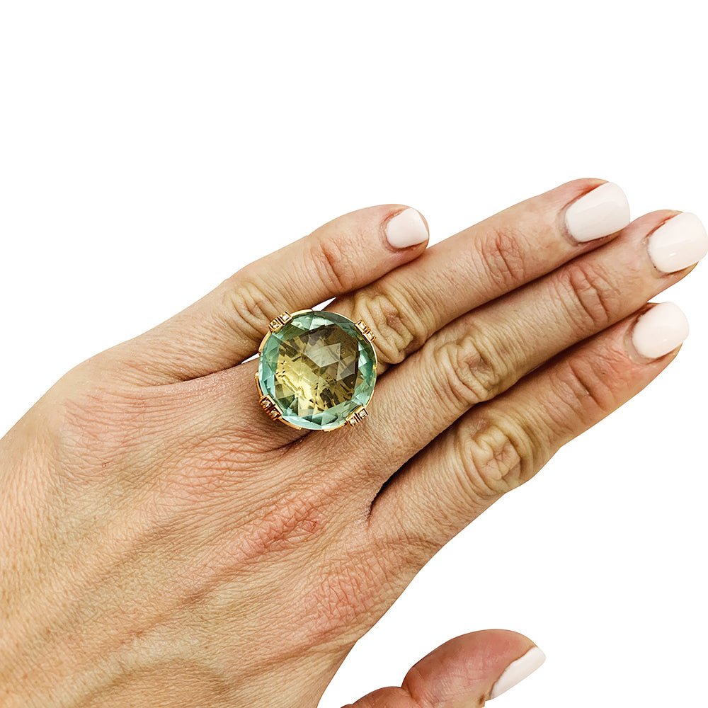 Bague BULGARI "Parentesi Cocktail", prasiolite, diamants - Castafiore