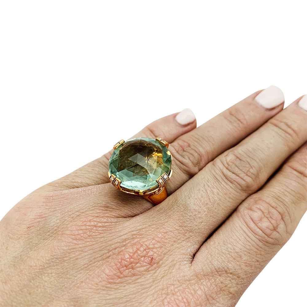 Bague BULGARI "Parentesi Cocktail", prasiolite, diamants - Castafiore