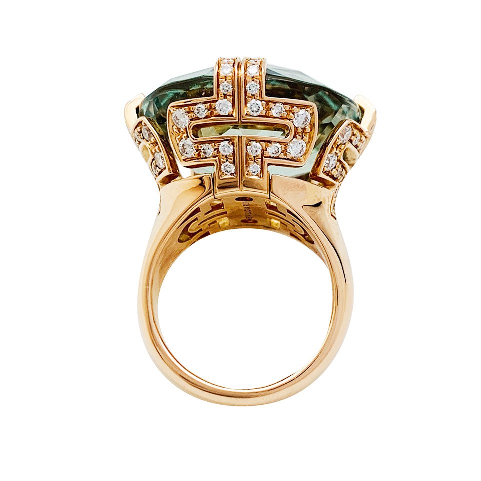 Bague BULGARI "Parentesi Cocktail", prasiolite, diamants - Castafiore
