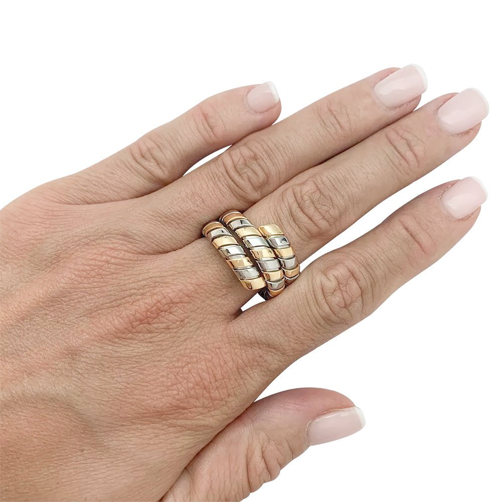 Bague Bulgari, "Tubogas", deux tons ors - Castafiore