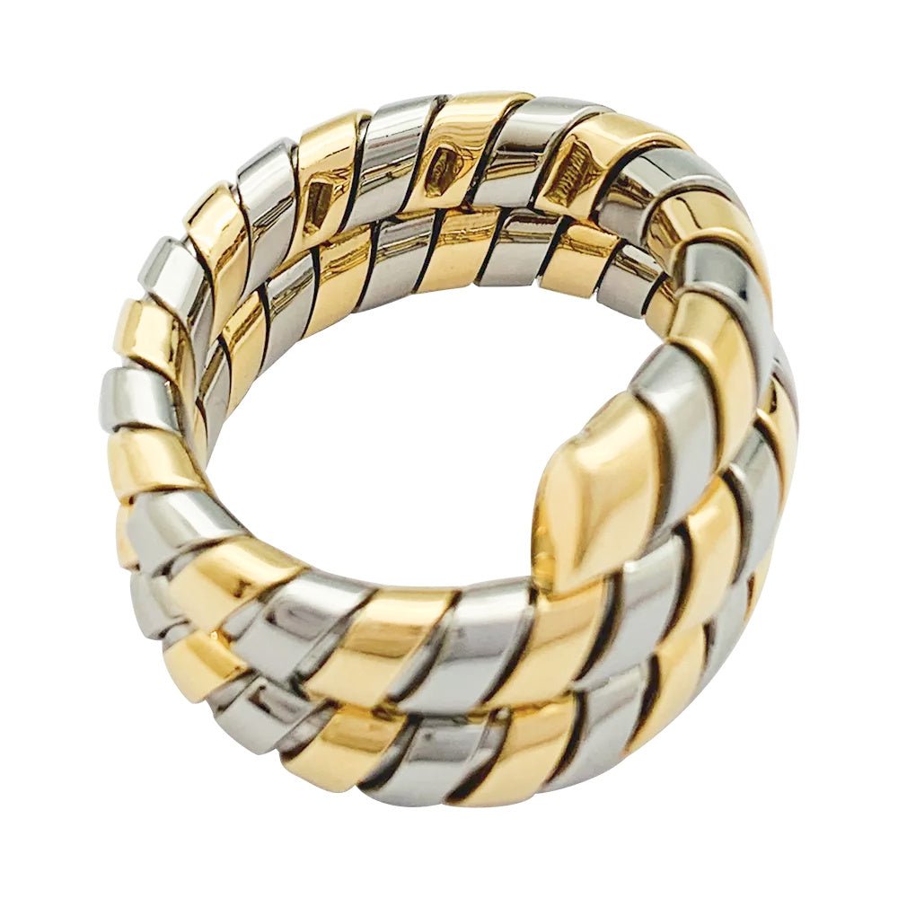 Bague Bulgari, "Tubogas", deux tons ors - Castafiore