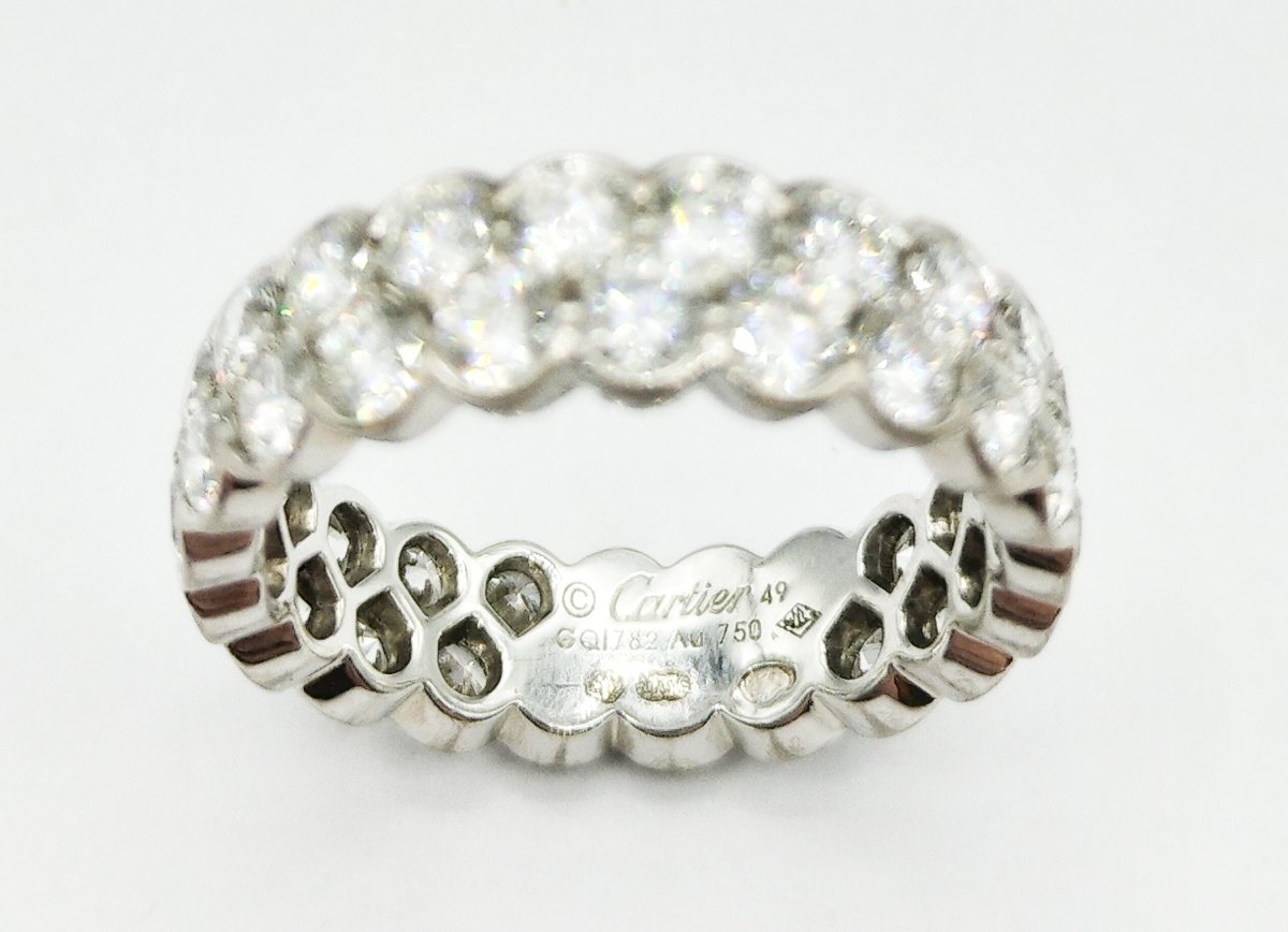 Bague CARTIER "Broderie" en or blanc et diamants - Castafiore