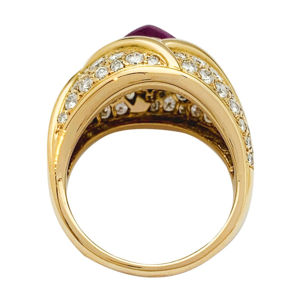 Bague Cartier en or jaune, diamants et rubis - Castafiore